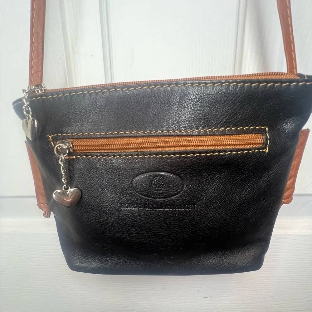 Elegant Black and Tan Leather Crossbody Bag